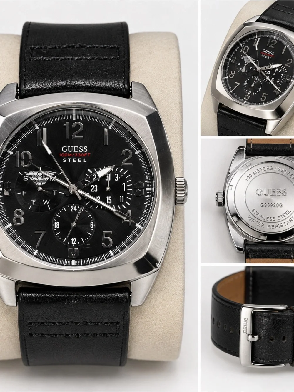 Wristwatch with leather strap